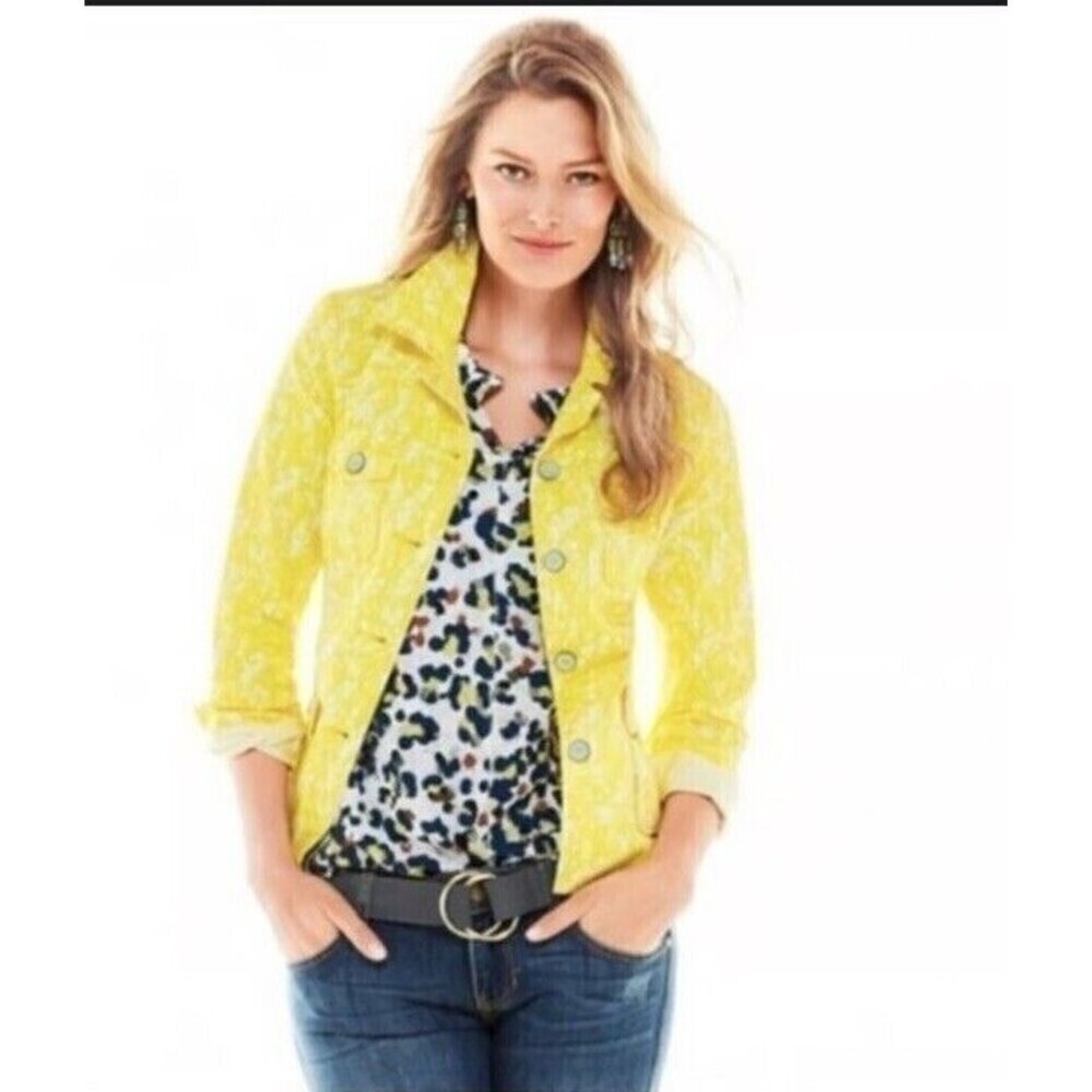 Cabi Vintage Womens Y2K Spring / Summer Floral Cotton Jacket Small Preppy